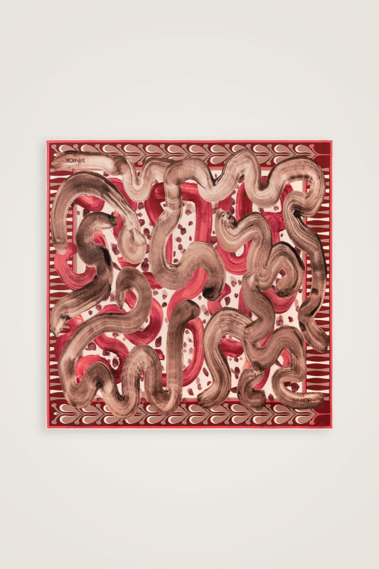 Dere Yolu Vizon-Gül Kurusu Tivil İpek Eşarp 90x90 - 2