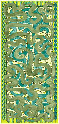 Dere Yolu Yeşil-Turkuaz İpek Vual Şal 100x210 - Imannoor