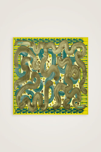 Dere Yolu Yeşil-Turkuaz Tivil İpek Eşarp 90x90 - Imannoor (2)