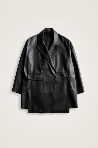 Deri Siyah Blazer Ceket 