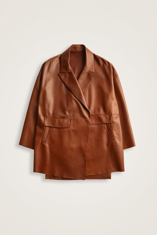 Deri Taba Blazer Ceket - 1