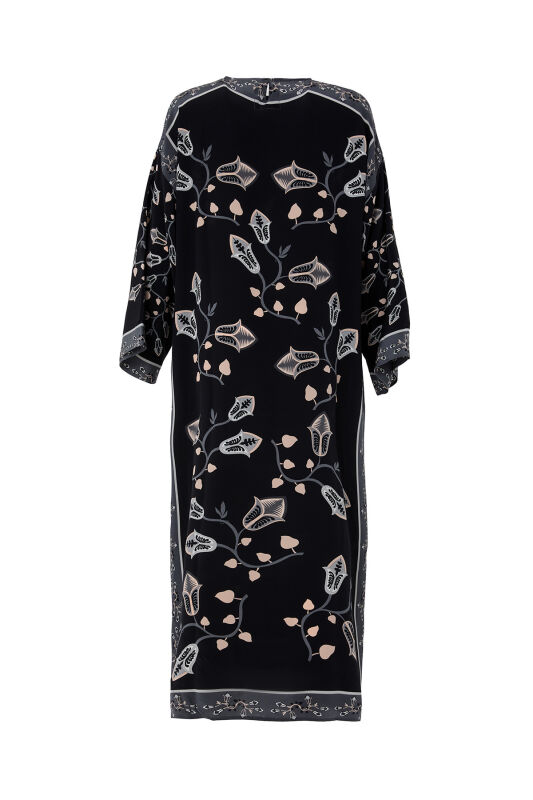 Desert Flower Silk Dress Black - 2