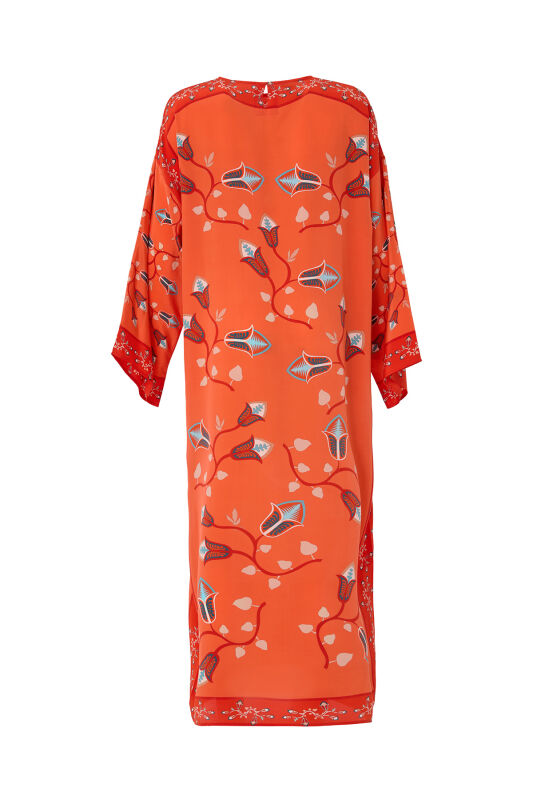 Desert Flower Silk Dress Orange - 2