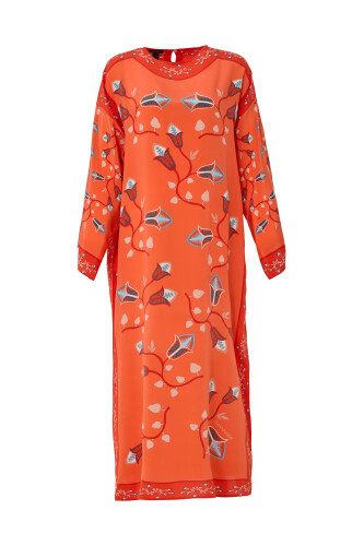 Desert Flower Silk Dress Orange - 1