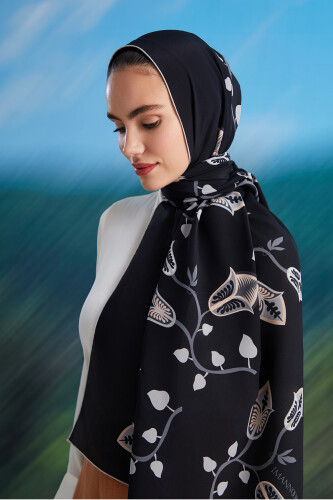 Desert Flower Silk Shawl Black 