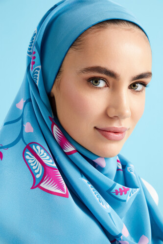 Desert Flower Silk Shawl Blue - 5