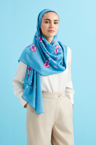 Desert Flower Silk Shawl Blue 