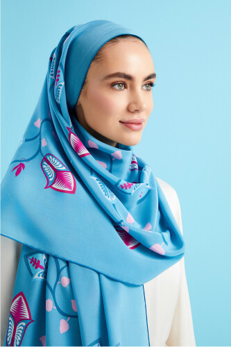 Desert Flower Silk Shawl Blue - 3