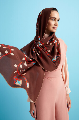 Desert Flower Silk Shawl Brown 