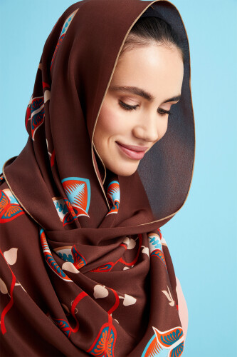 Desert Flower Silk Shawl Brown - 3