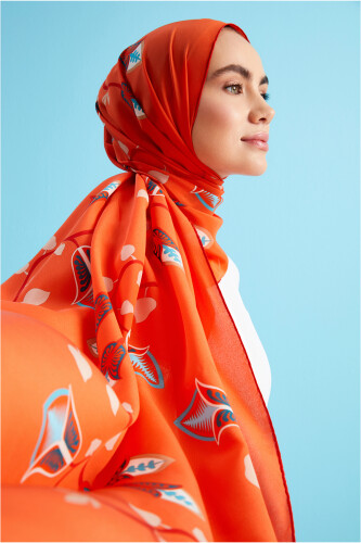 Desert Flower Silk Shawl Orange 