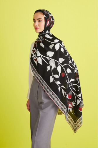 Desert Ivy Silk Shawl Black - 5