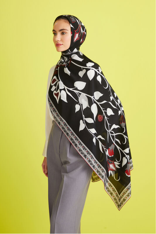 Desert Ivy Silk Shawl Black - 5