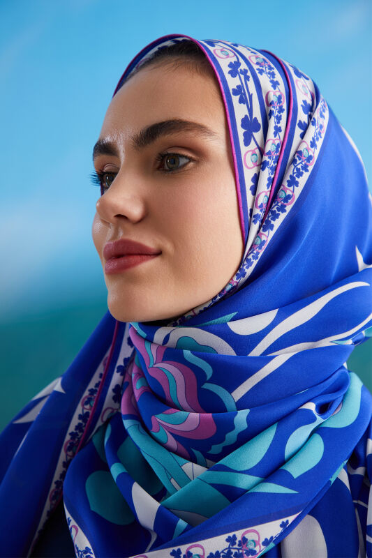 Desert Ivy Silk Shawl Blue - 3