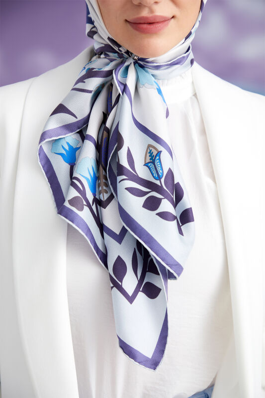 Desert Noor Silk Scarf Blue - 3