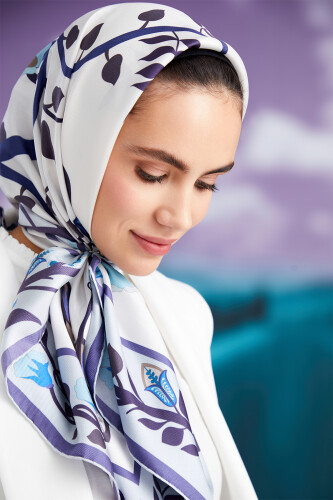 Desert Noor Silk Scarf Blue - 5