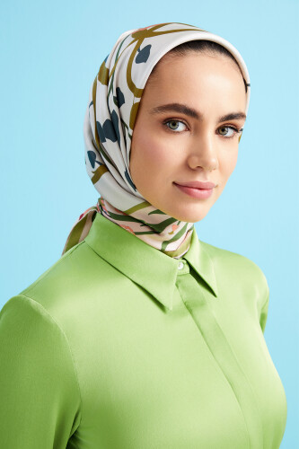 Desert Noor Silk Scarf Green - 1