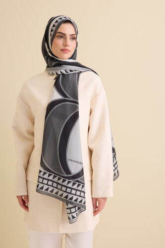 Dev Bambunoor Gri Pamuk İpek Şal 70x209 - Imannoor (1)