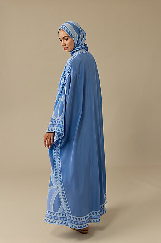 Dev Bambunoor Mavi Krep İpek Abaya - Imannoor (3)