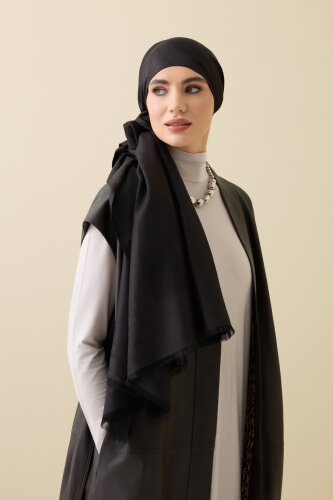 Dev Bambunoor Siyah Jakar İpek Şal 70x200 - Imannoor (3)