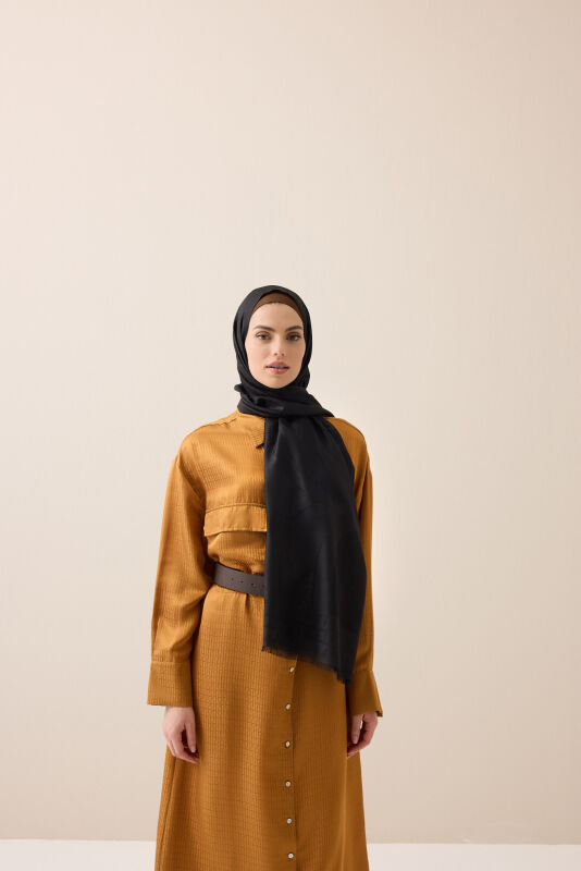 Dev Bambunoor Siyah Yün İpek Şal 70x200 - 3