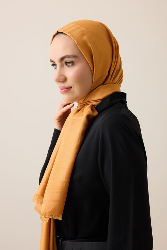 Dev Bambunoor Tarçın Jakar İpek Şal 70x200 - 1