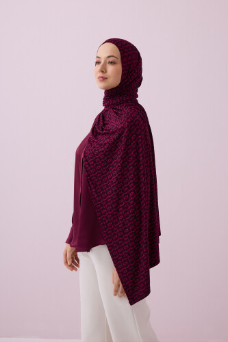 Dokuma Noor Bordo Supreme Şal 70x175 - 1