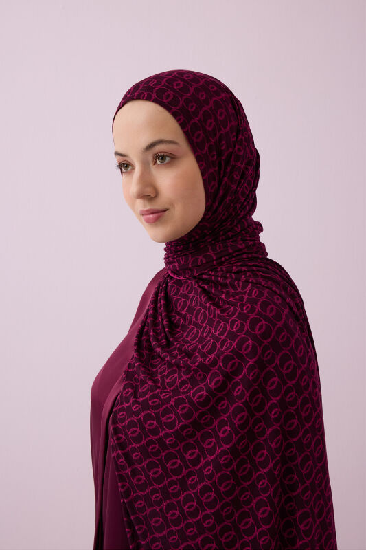 Dokuma Noor Bordo Supreme Şal 70x175 - 5