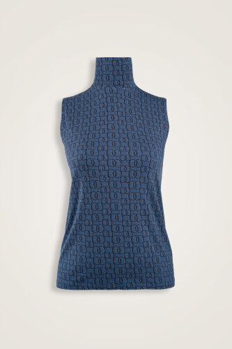 Dokuma Noor İndigo Penye Kolsuz Bluz - Imannoor