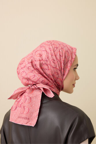 Dokuma Noor Pembe Tivil İpek Eşarp 90x90 - Imannoor (3)