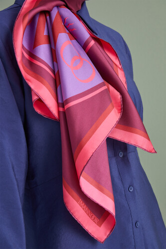 Dome Twill Silk Scarf Fuchsia - 4