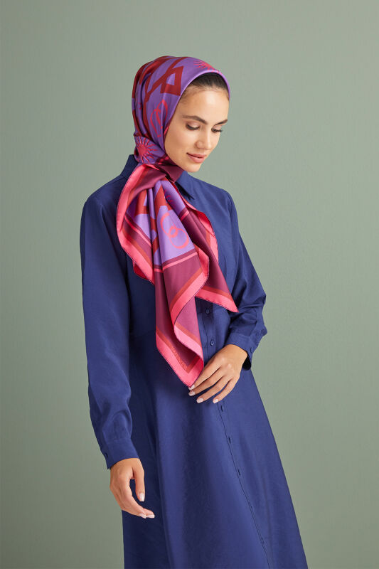 Dome Twill Silk Scarf Fuchsia - 1