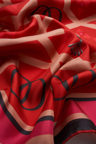 Dome Twill Silk Scarf Red - 3