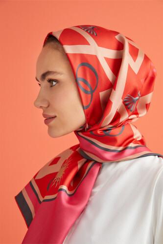 Dome Twill Silk Scarf Red - 1