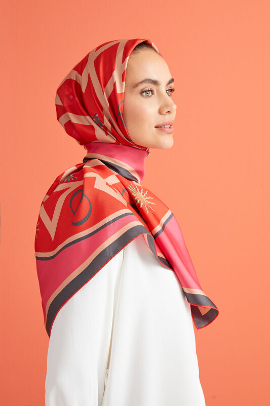 Dome Twill Silk Scarf Red - 4