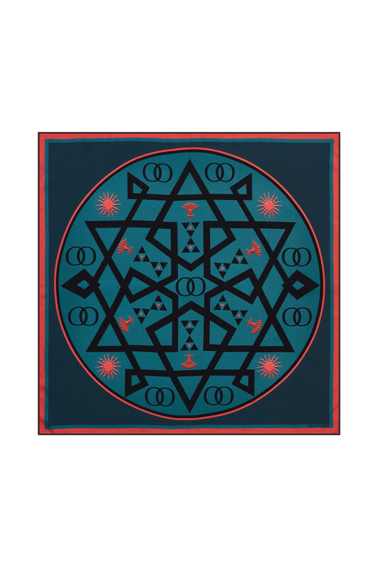 Dome Twill Silk Scarf Turquoise - 2