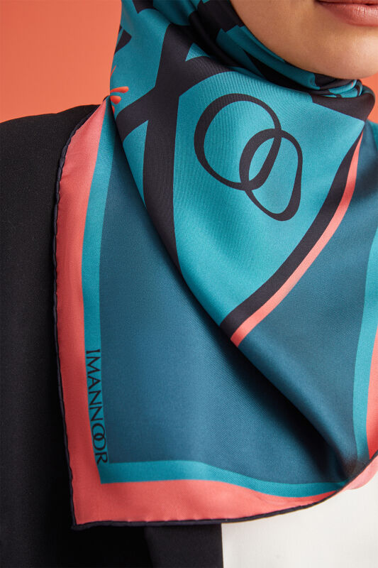 Dome Twill Silk Scarf Turquoise - 4