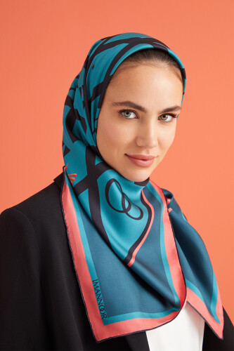 Dome Twill Silk Scarf Turquoise 