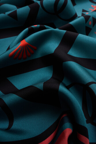 Dome Twill Silk Scarf Turquoise - 3