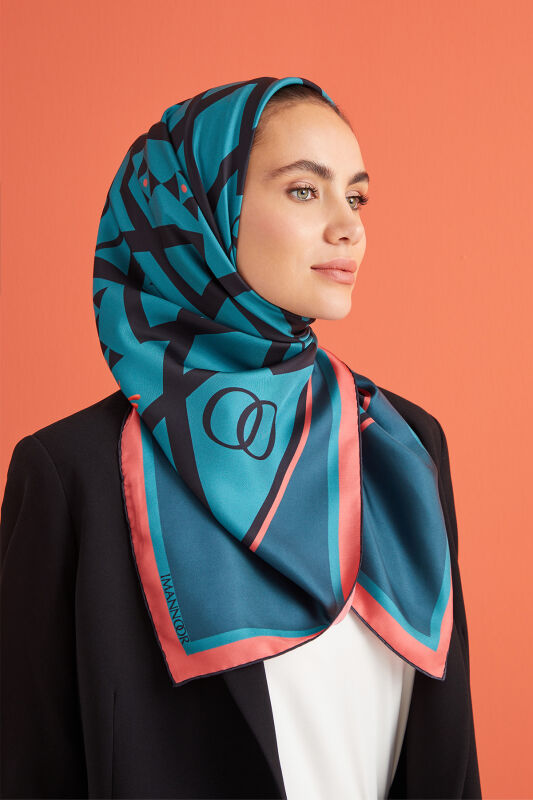 Dome Twill Silk Scarf Turquoise - 5