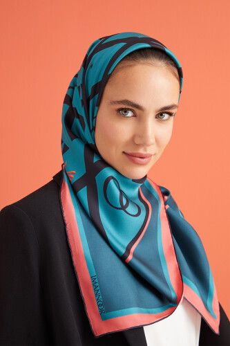 Dome Twill Silk Scarf Turquoise - 1