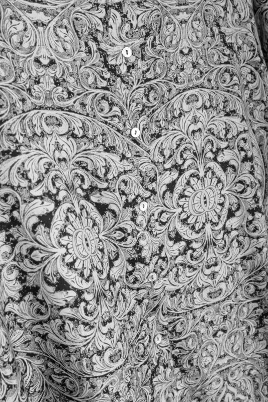 Door Pattern Black-White Cotton Silk Shirt - 6
