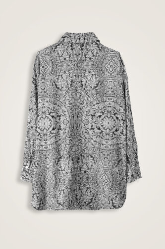 Door Pattern Black-White Cotton Silk Shirt - 4