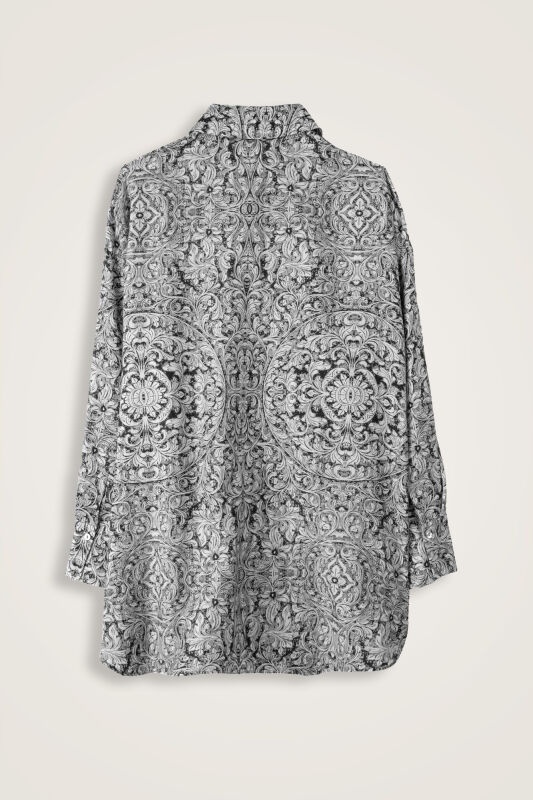 Door Pattern Black-White Cotton Silk Shirt - 4