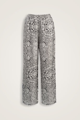 Door Pattern Black-White Cotton Silk Trousers - Imannoor (2)