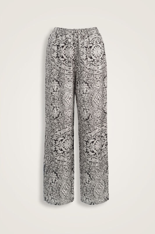 Door Pattern Black-White Cotton Silk Trousers - 2