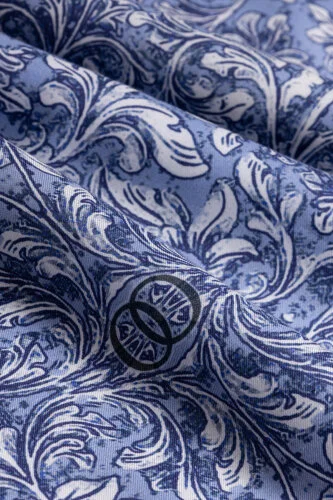 Door Pattern Blue Cotton Silk Shawl - 4