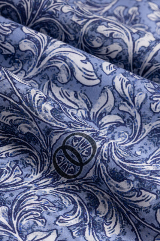 Door Pattern Blue Cotton Silk Shawl - 4