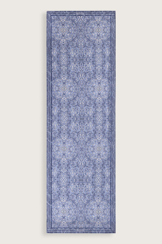Door Pattern Blue Cotton Silk Shawl - 2