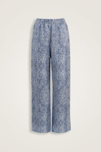 Door Pattern Blue Cotton Silk Trousers - Imannoor (2)